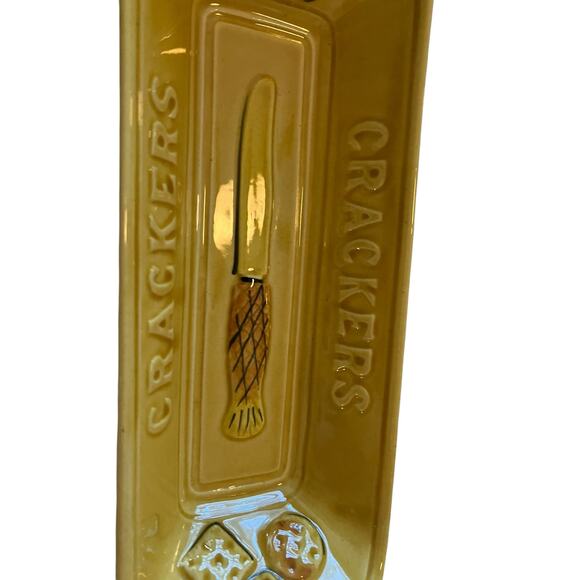 Vintage Ceramic Cheese & Cracker Serving Dish Tray Los Angeles Potteries MCM - Picture 10 of 16